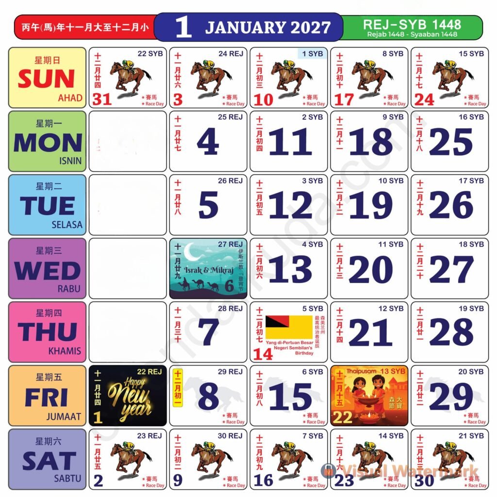 Calendar Kuda 2027 Malaysia PDF Free Download